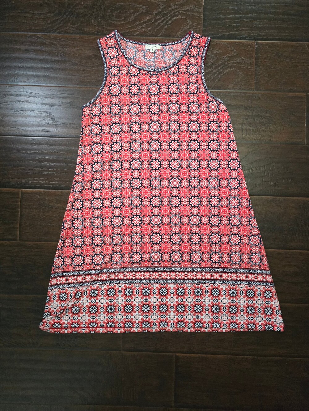 Max Studio Womens Red Geo Print Knee Length Tank Dress Large